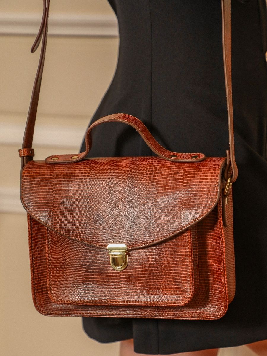 Foto-Fokus-Material-Handtasche-Leder-braun-Mademoiselle George-1960-Paul Marius-W05-L-L