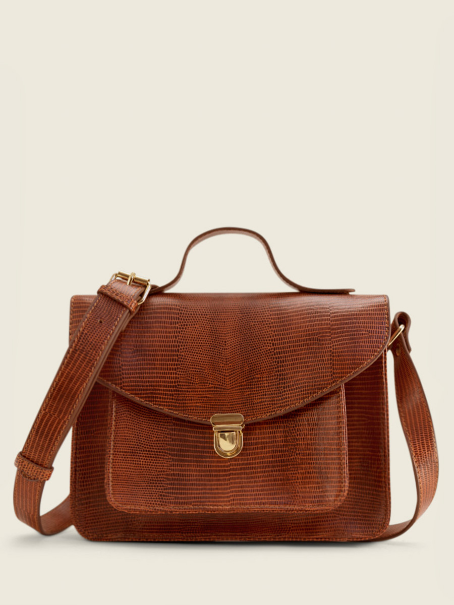 Foto-Ansicht-Seite-Handtasche-Leder-braun-Mademoiselle-George-1960-Paul-Marius-W05-L-L