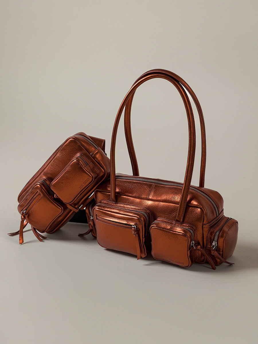 Gürteltasche aus Leder in Kupfer LaBanane 90s Ginger, Ansicht von vorne, M86 M O