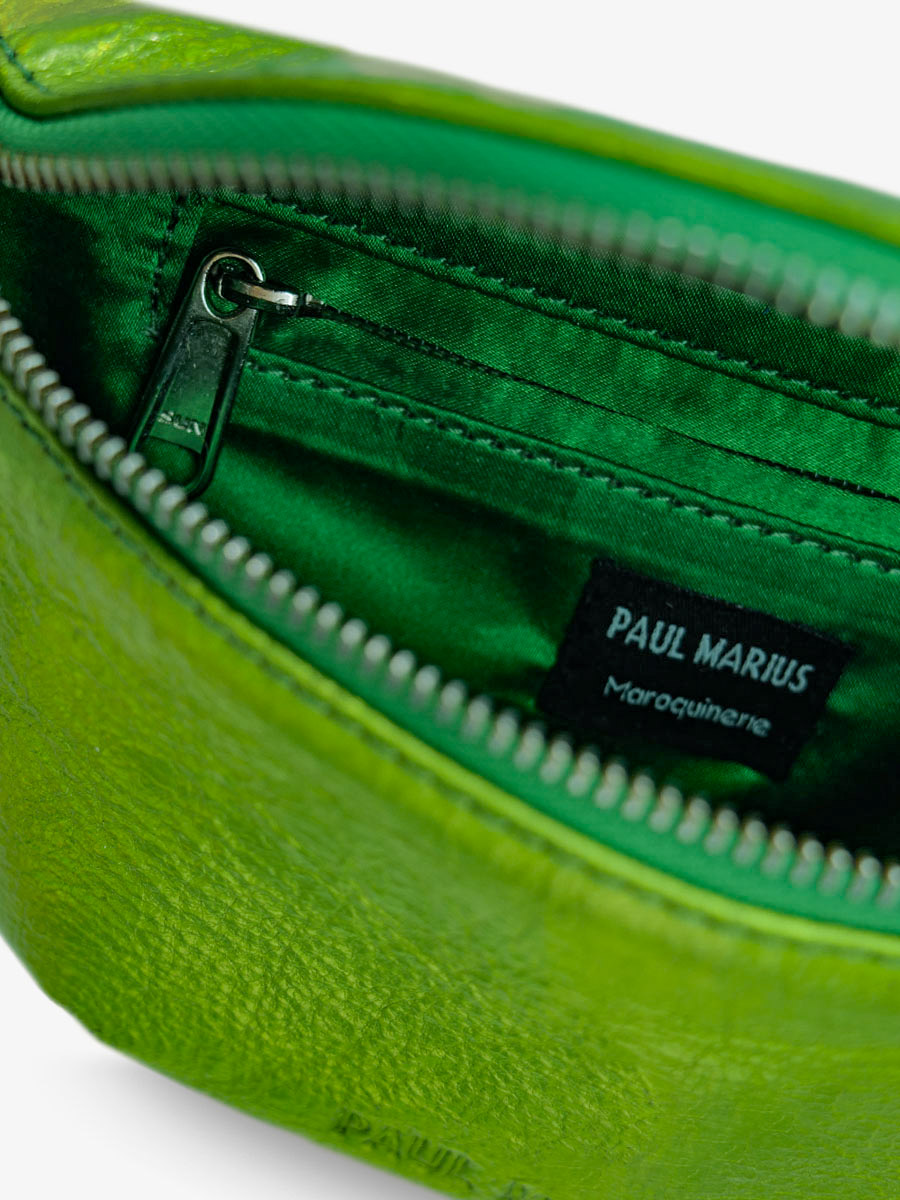 Foto-Ansicht-Innenraum-Mini-Gürteltasche-Leder-grün-metallic-Damen-Labanane-XS-Absinth-Paul-Marius-M503XS-GR-B