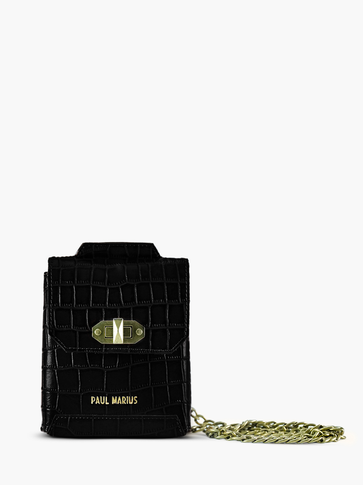 Foto-Vorderansicht-Handytasche-Leder-Damen-Agathe-Alligator-schwarz-Paul-Marius-M70-A-B