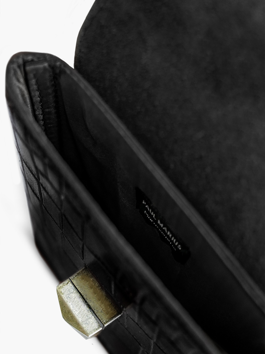 Foto-Innenansicht-Handytasche-Leder-Damen-Agathe-Alligator-schwarz-Paul-Marius-M70-A-B