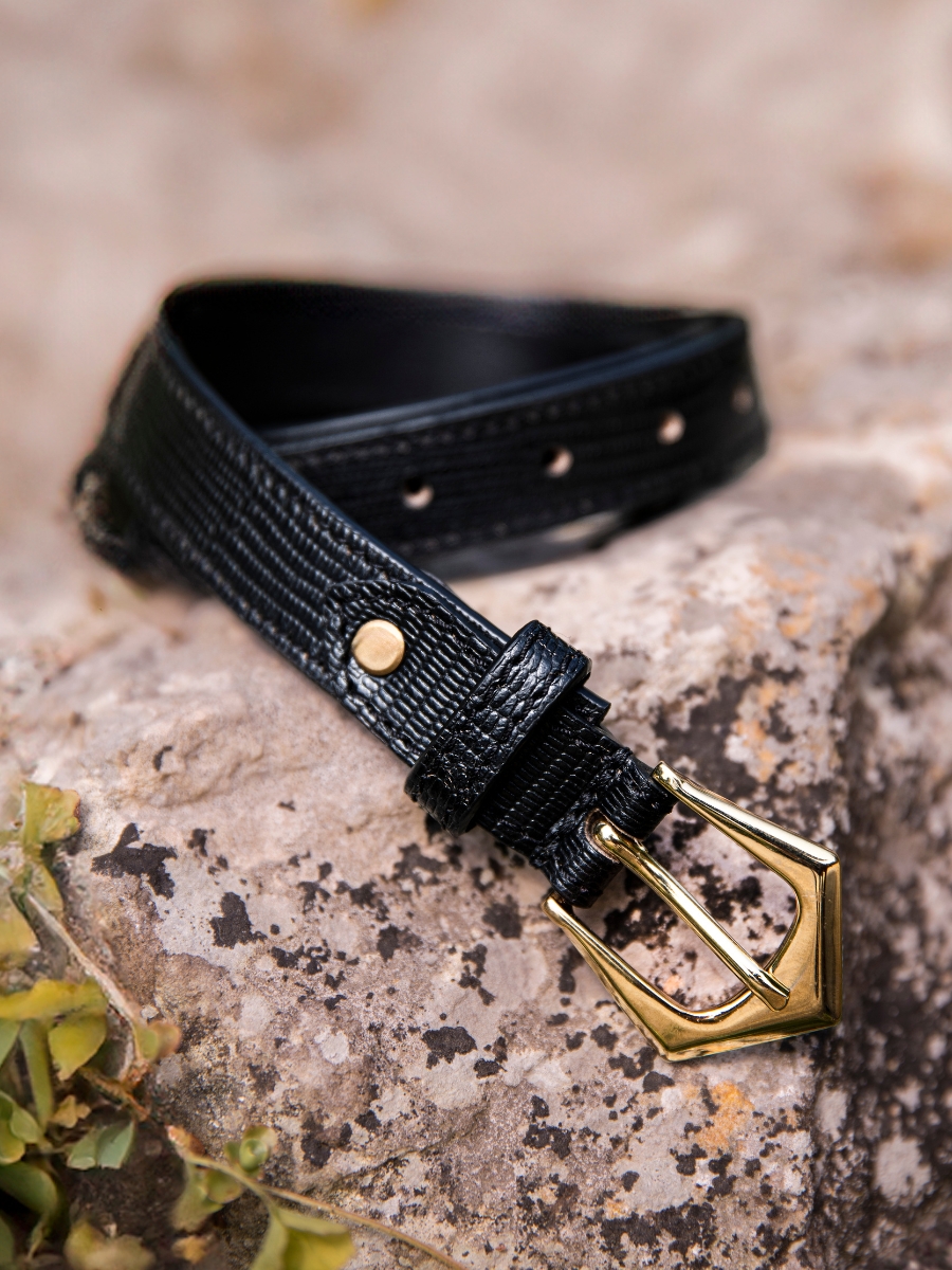 Foto-Vorderansicht-Ledergürtel-für-Damen-schwarz-LaCeinture Albane-1960-tiefschwarz-Paul Marius-LB-LB