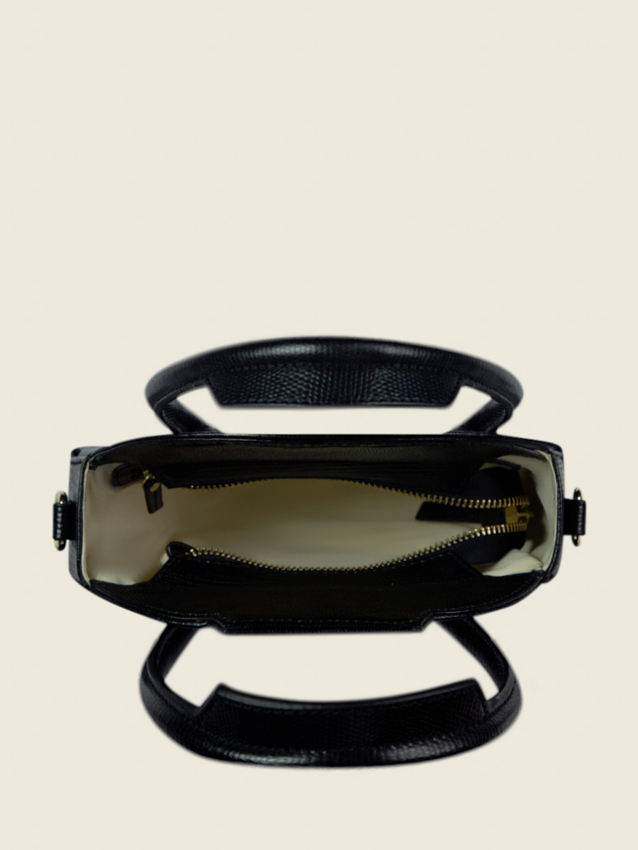 Fotoansicht Innenansicht Handtasche aus schwarzem Leder Aline 1960 tiefschwarz Paul Marius W34 L B