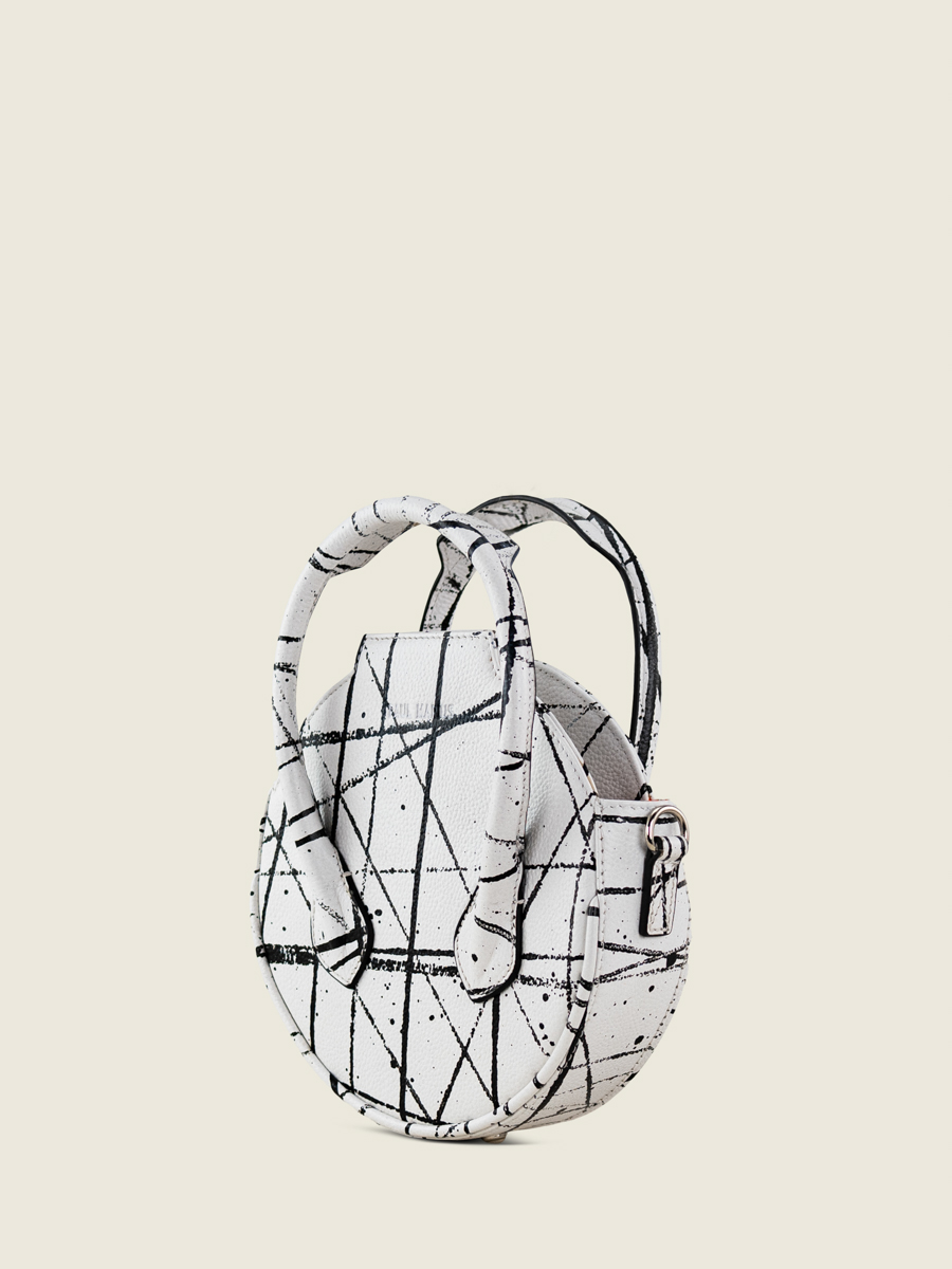 Handtasche aus Leder, weiß, schwarz, orange, Aline Arty 01, Ansicht von vorne, W34 ART1 B-W