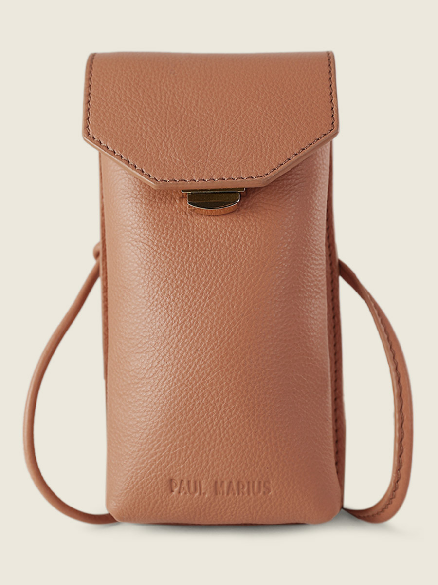 Foto-Seitenansicht-Handytasche-braunes Leder-Eva-Art-Deco-Caramel-Paul-Marius-M71-AD-CA