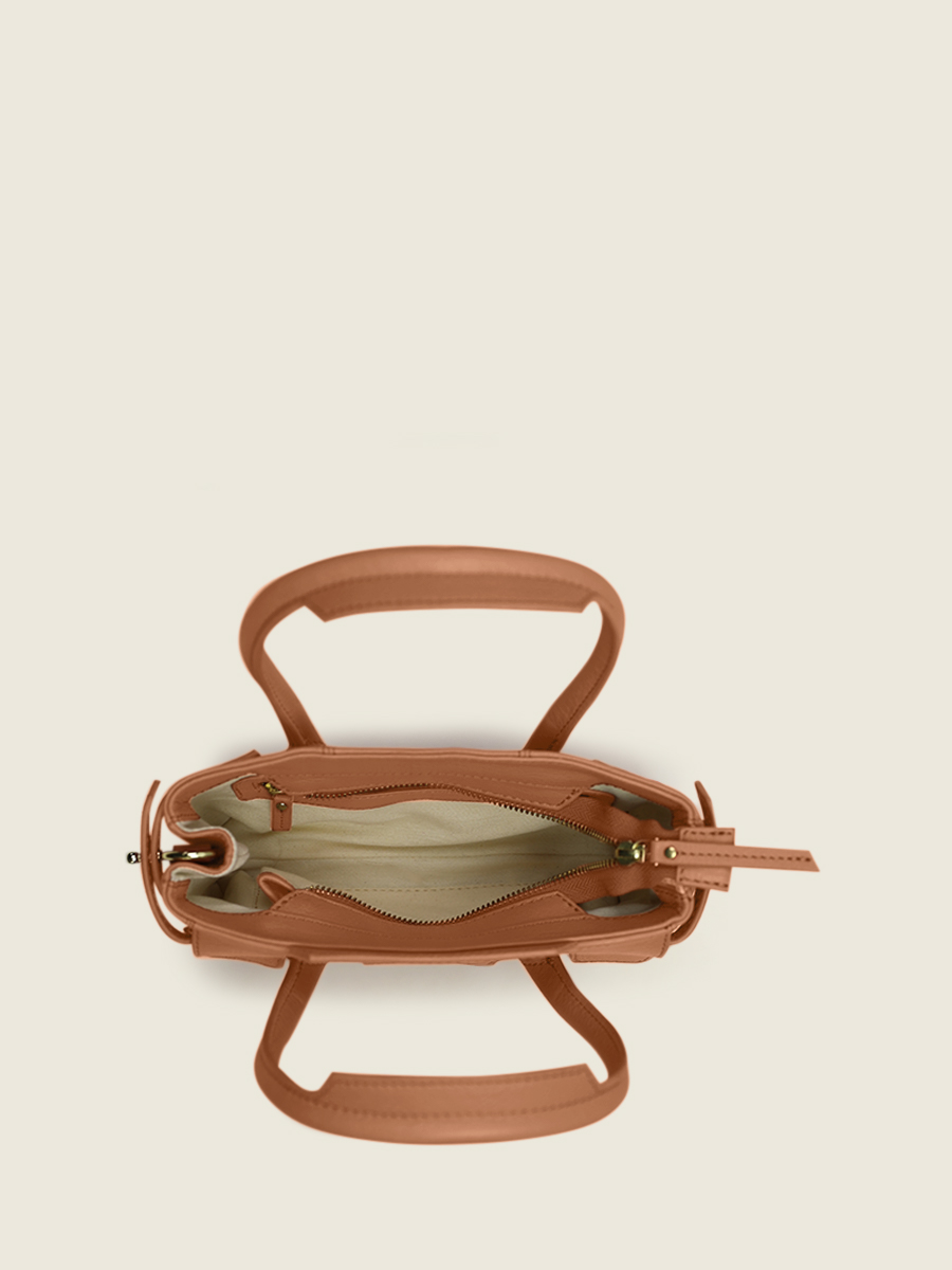 Foto-Innenansicht-Mini-Handtasche-Leder-braun-Madeleine-XS-Art-Deco-Karamell-Paul-Marius-W31XS-AD-CA