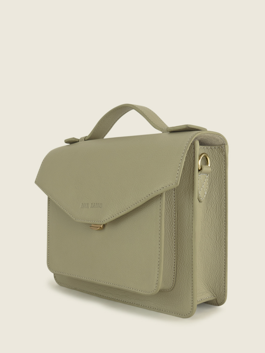 Foto-Seitenansicht-Handtasche-grünes Leder-Simone-Art-Deco-Mandel-Paul-Marius-W33-AD-AL