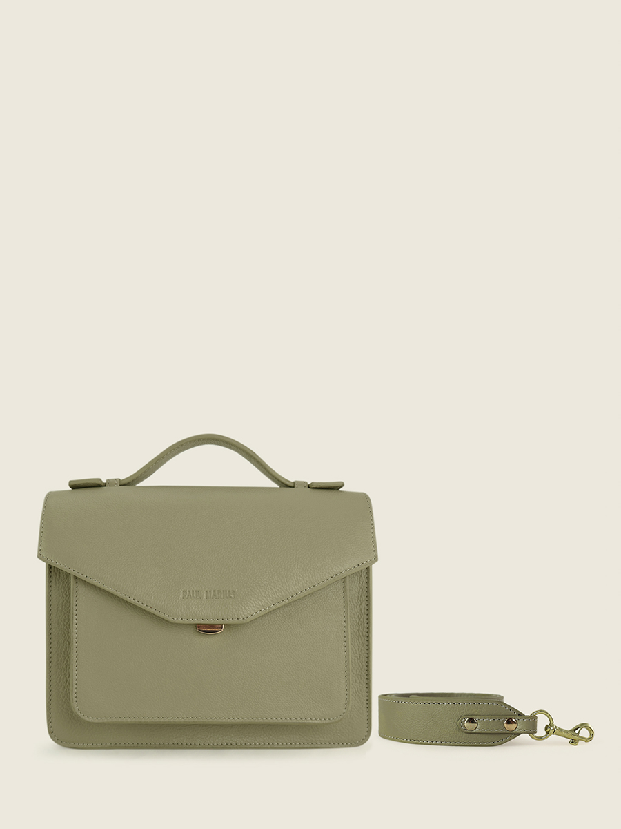 foto-ansicht-von-vorne-handtasche-leder-grün-simone-art-deco-mandel-paul-marius-w33-ad-al