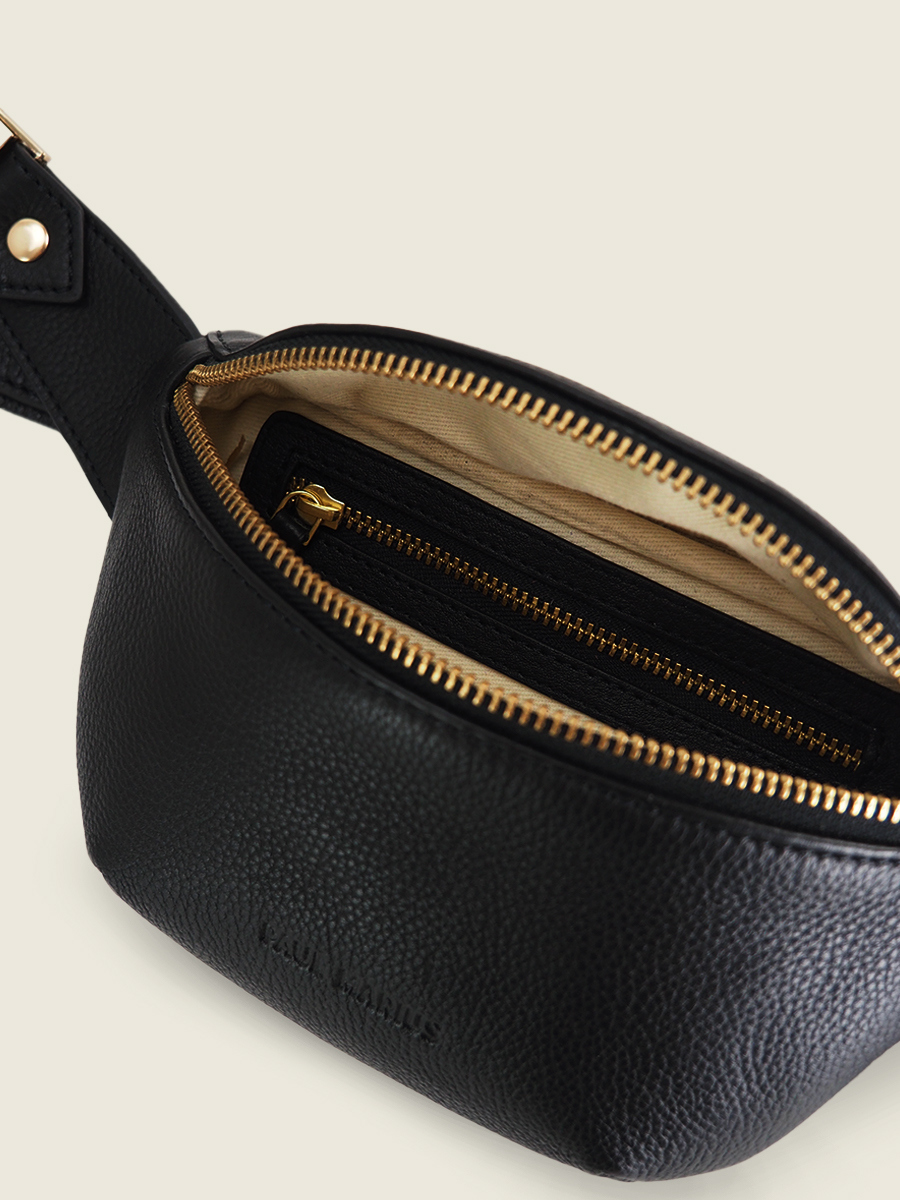 Foto-Innenansicht-Mini-Gürteltasche-Leder-schwarz-LaBanane XS-Art-Deco-schwarz-Paul-Marius-M503XS-AD-B