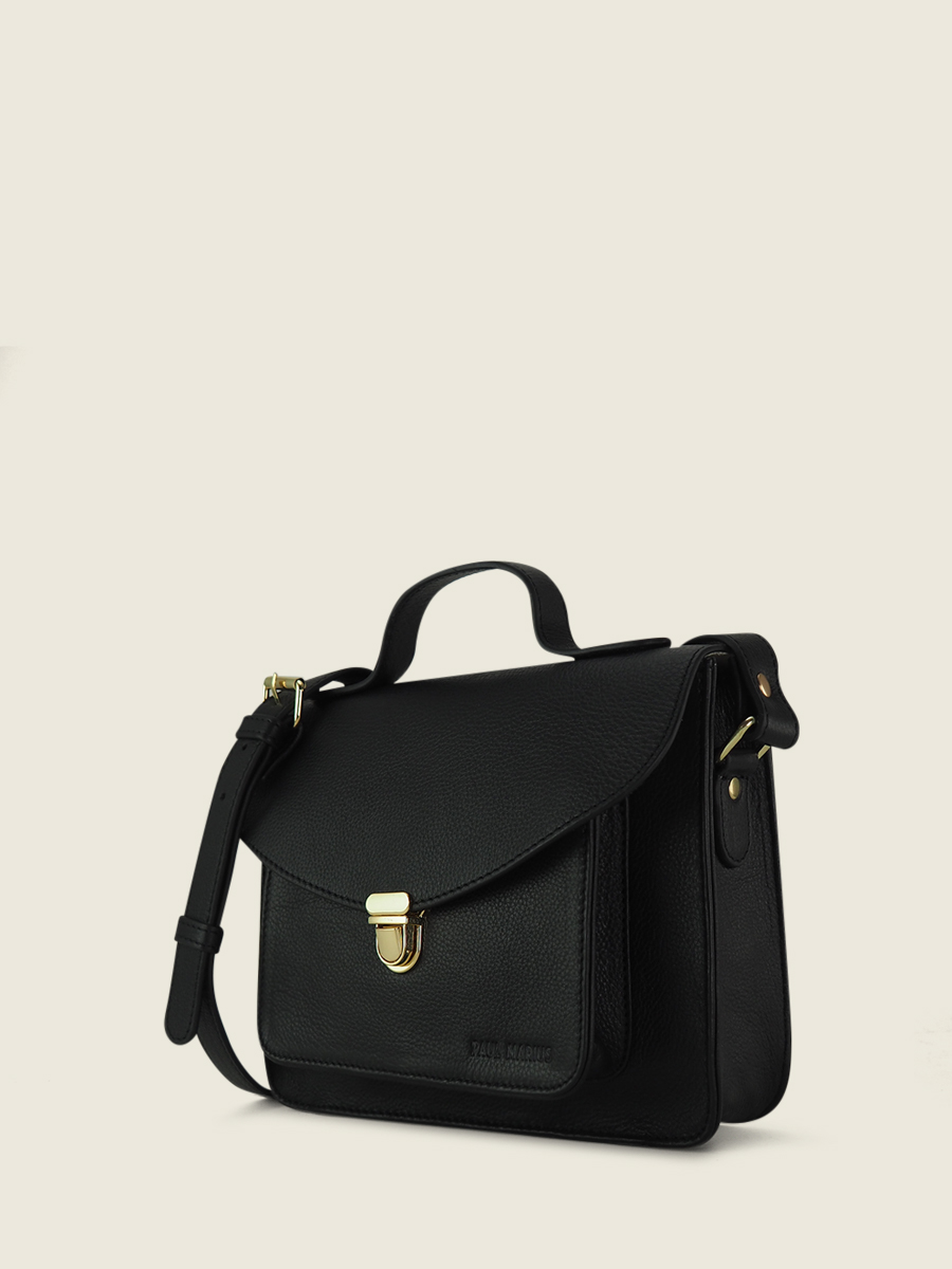 Foto-Seitenansicht-Handtasche-Leder-Damen-schwarz-Mademoiselle-George-Art-Deco-schwarz-Paul-Marius-W05-AD-B