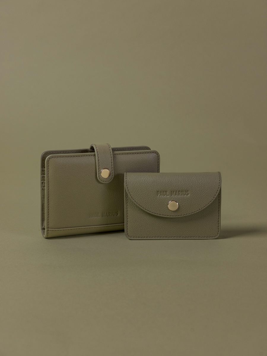 Geldbörse aus Leder Basile Mandel, Seitenansicht M75 AL