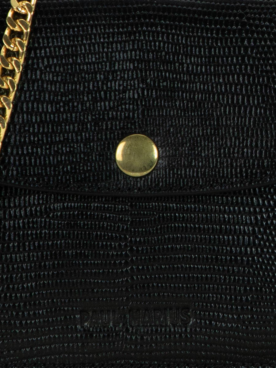 Fotoansicht-Zoom-Material-Clutch-Tasche-Leder-schwarz-glänzend-Bertille-1960-Paul-Marius-W44-L-B