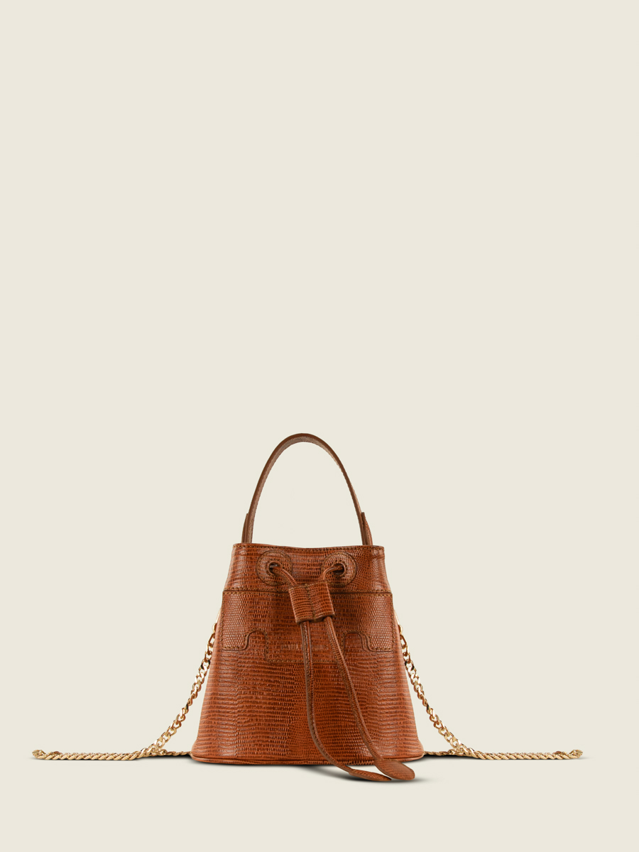 Mini-Beuteltasche aus braunem Leder Capucine XS 1960 Bernstein Ansicht von vorne W39XS L L