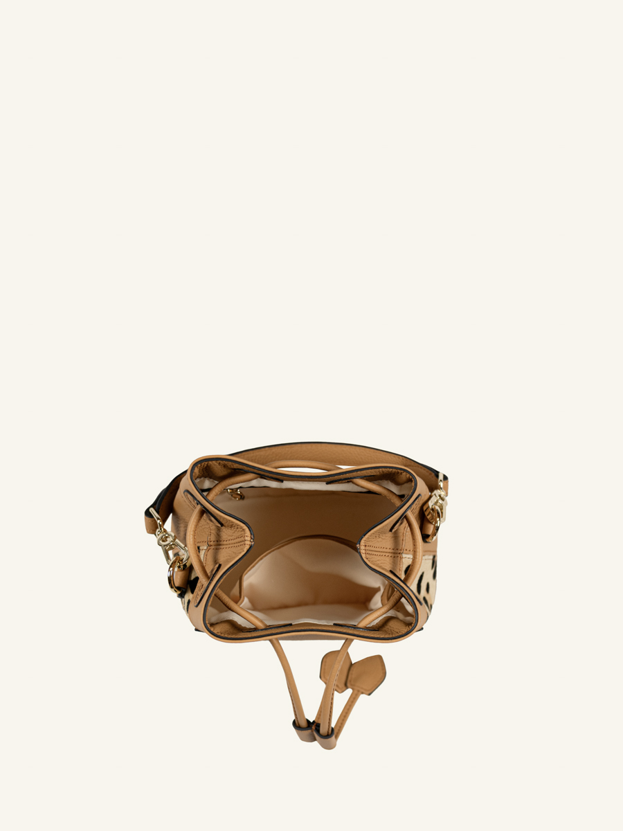 Mini-Beuteltasche aus Leder Capucine XS Leopard Beige Innenansicht w39xs-lp-bei