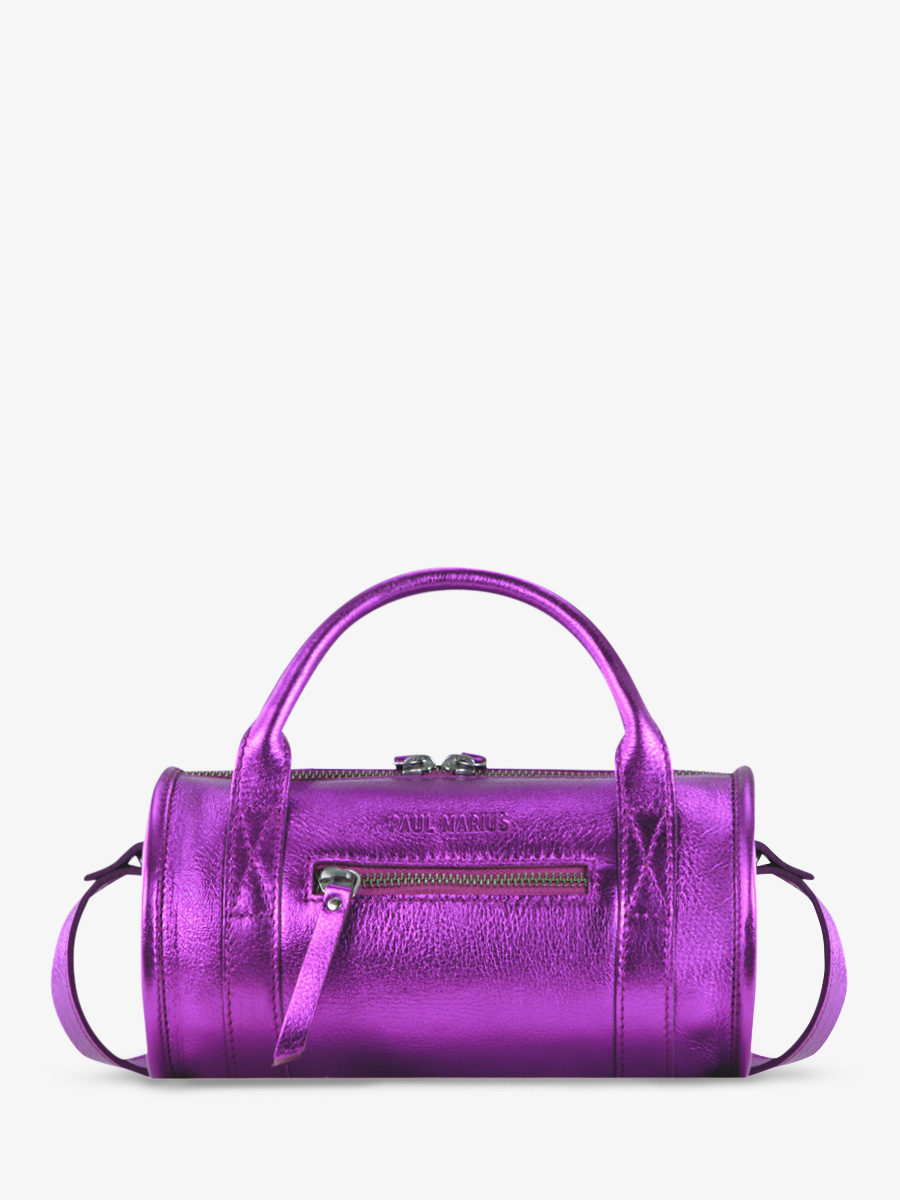 Fotoansicht-Vorderseite-Umhängetasche-Leder-violett-metallic-Charlie-Bonbon-Paul-Marius-W30-M-P