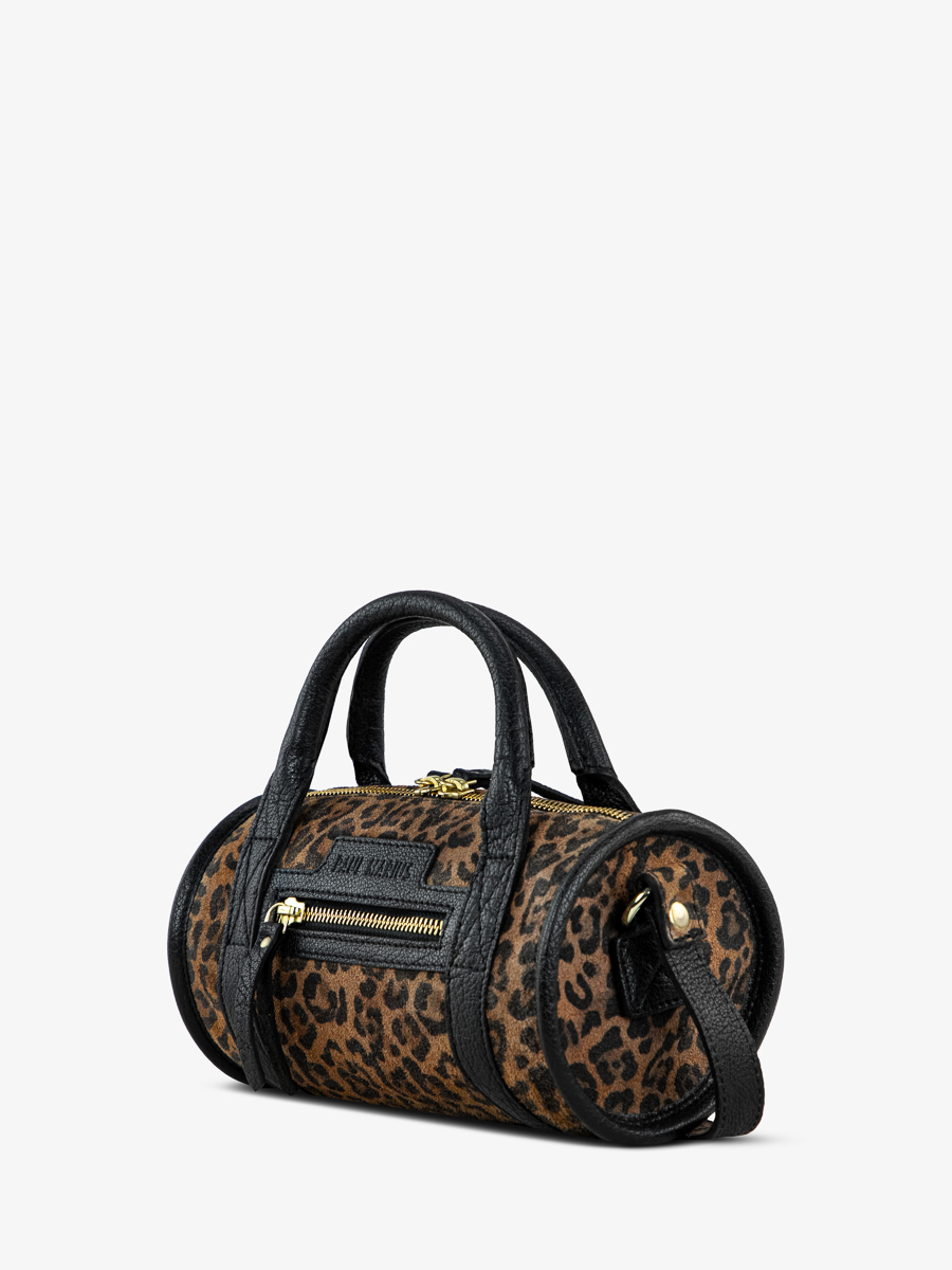 Umhängetasche Charlie Leopard schwarz Seitenansicht W30 LP B