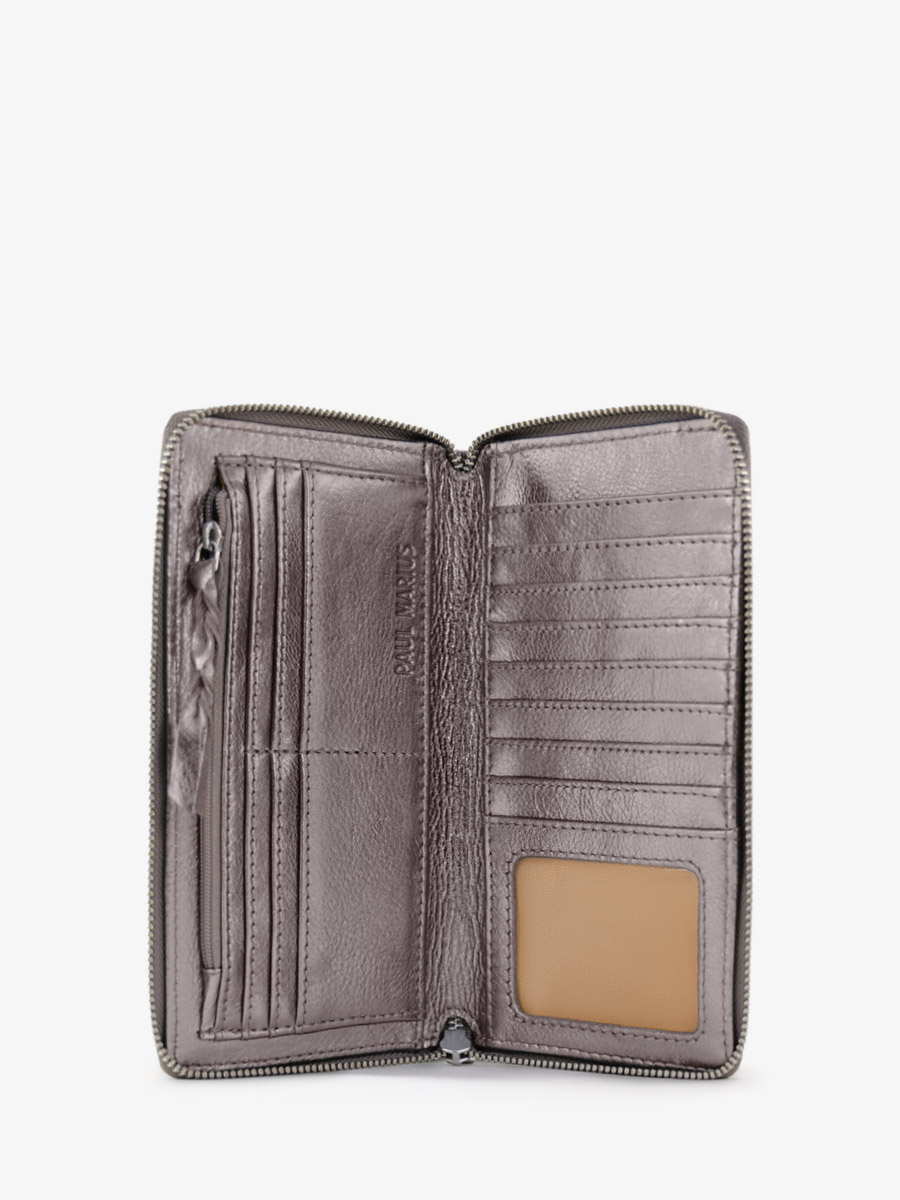 Foto-Rückansicht-Brieftasche-Leder-silber-LePortefeuille Charlotte-Stahl-Paul Marius-M63 GM
