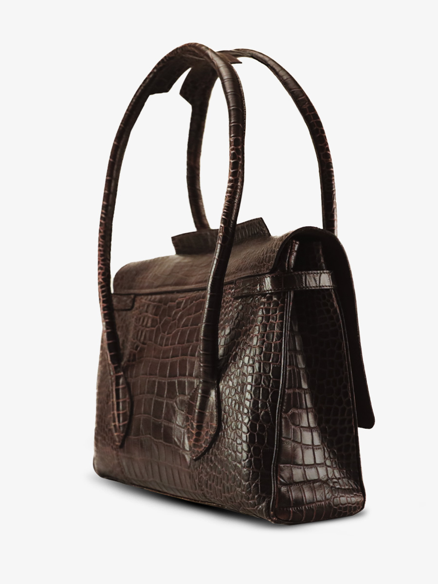 Foto-Seitenansicht-Handtasche-Leder-Damen-Colette-M-Alligator-braun-Paul-Marius-w028m-a-db