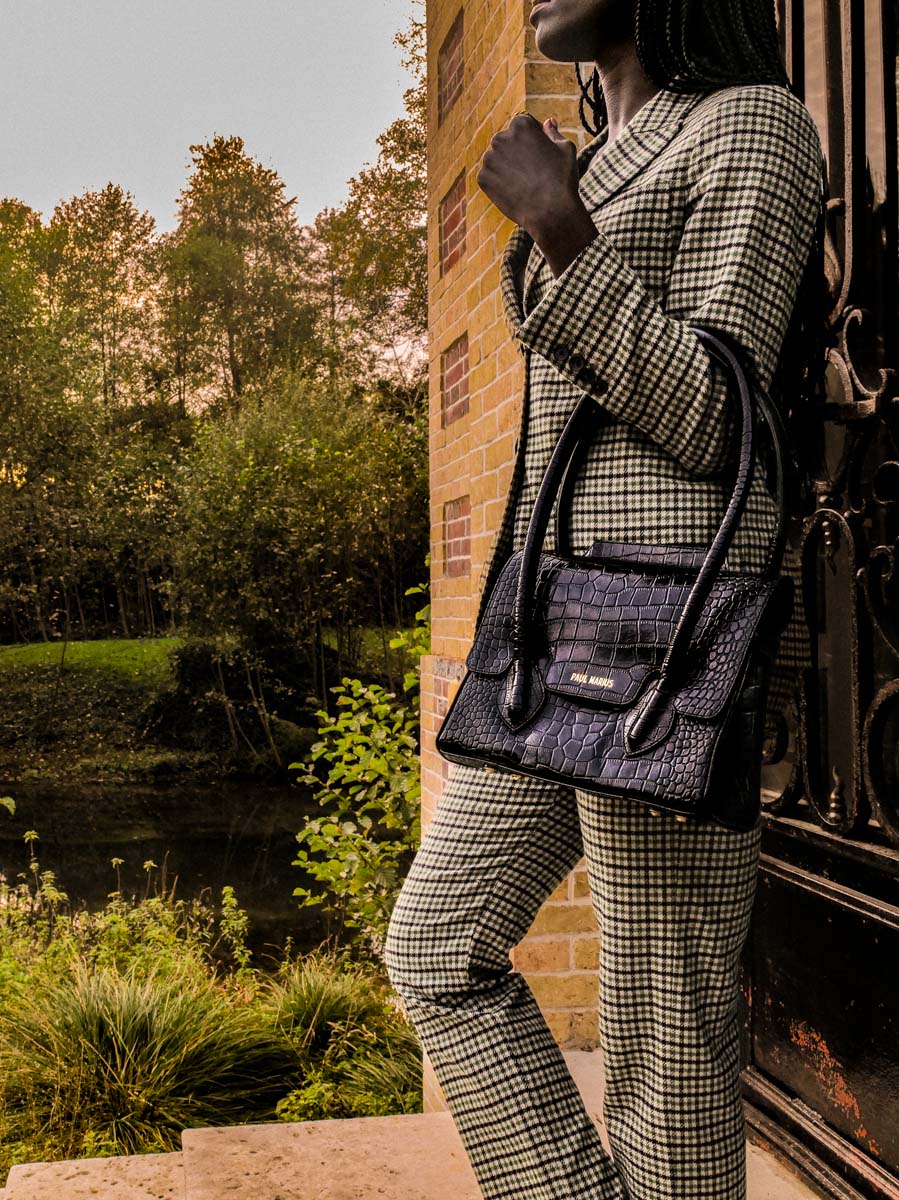 Foto-Handtasche-aus-Leder-für-Damen-Colette-M-Alligator-schwarz-Paul-Marius-w028m-a-b