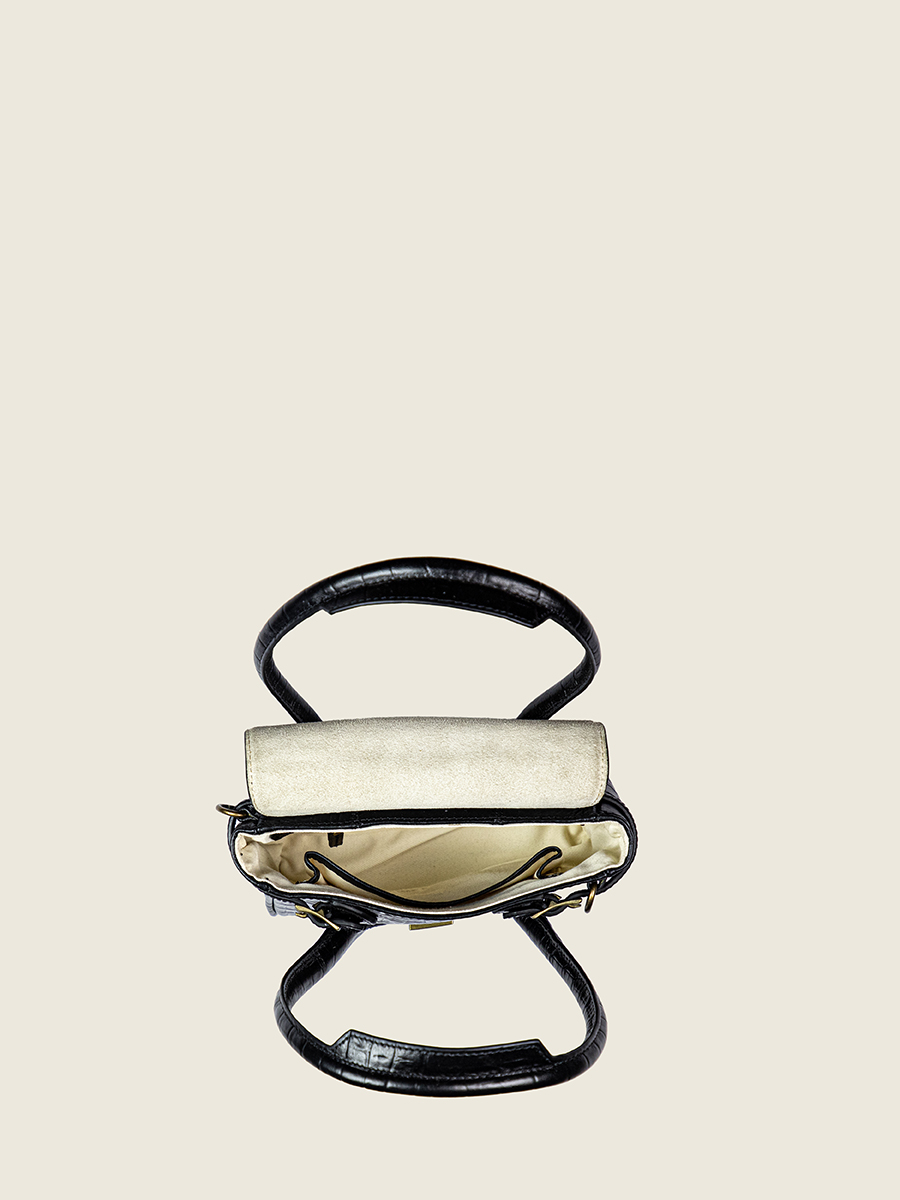 Fotoansicht getragen Mini-Handtasche aus schwarzem Leder Colette XS Heritage tiefschwarz Paul Marius W28XS CR B