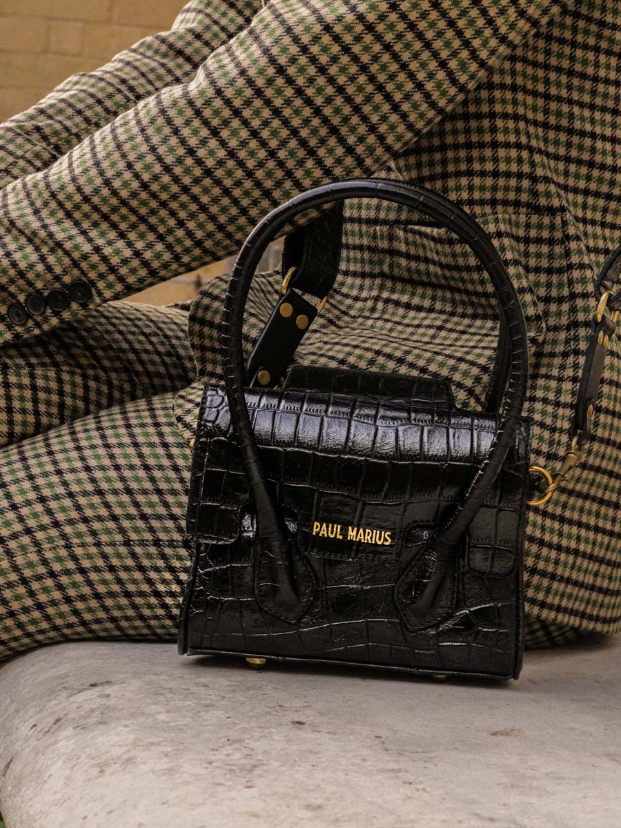 Foto-Tragetasche-Handtasche-Leder-Damen-Colette-XS-Alligator-schwarz-Paul-Marius-W28XS-A-B