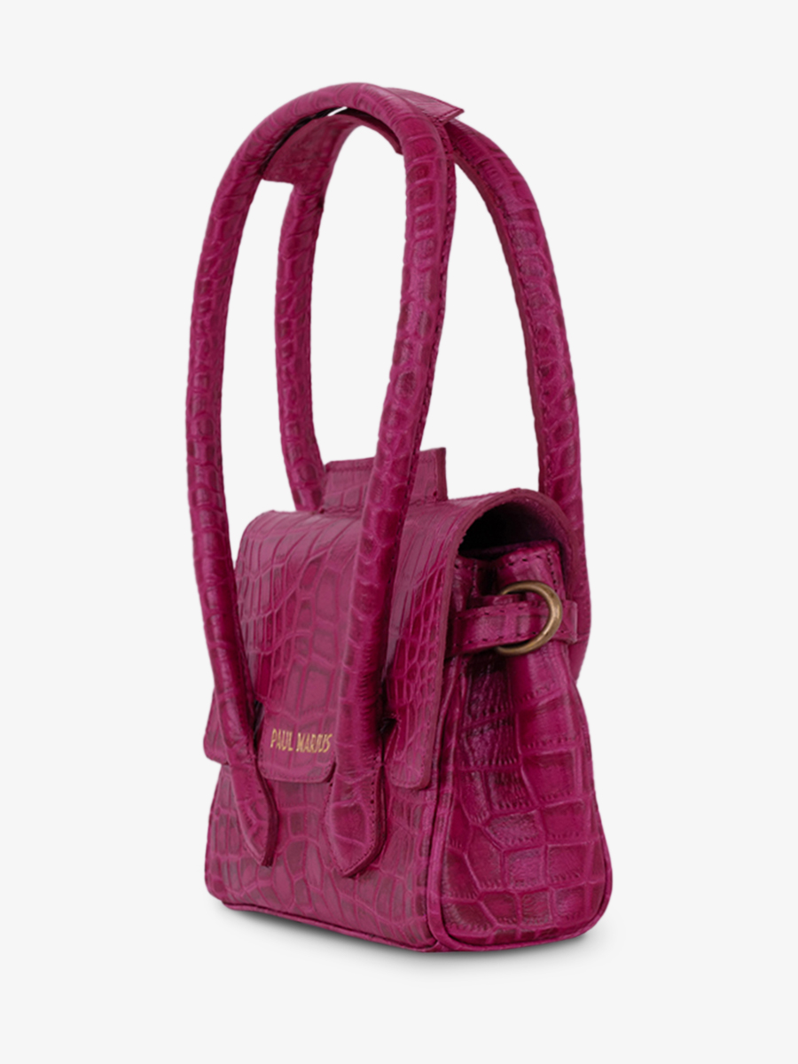 Foto-Seitenansicht-Handtasche-aus-Leder-für-Damen-Colette-XS-Alligator-rosa-Paul-Marius-W28XS-A-PI