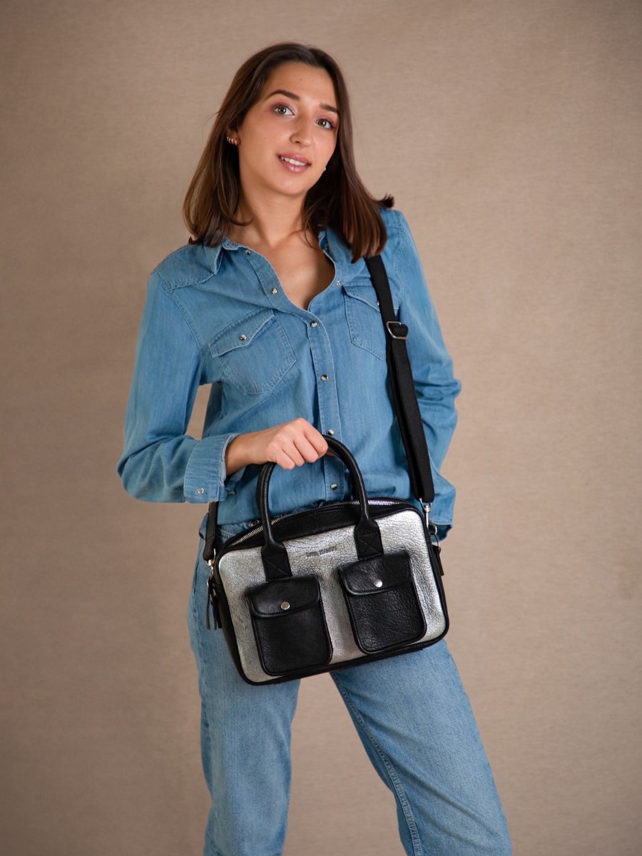 Foto-Fokus-Material-Handtasche-Leder-silber-schwarz-ledandy-s-silber-schwarz-paul-marius-w04s-s-b