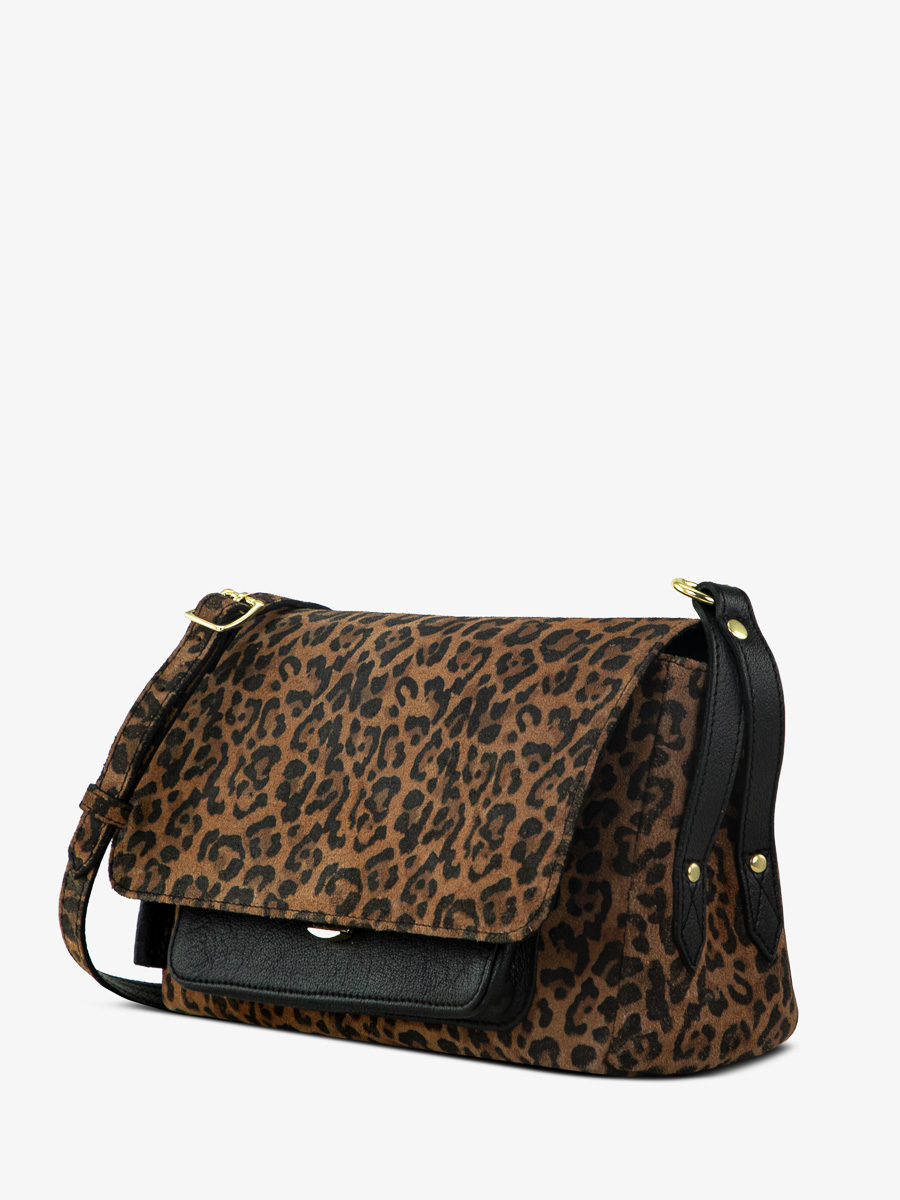 Umhängetasche Diane S Leopard schwarz Seitenansicht W35S LP B