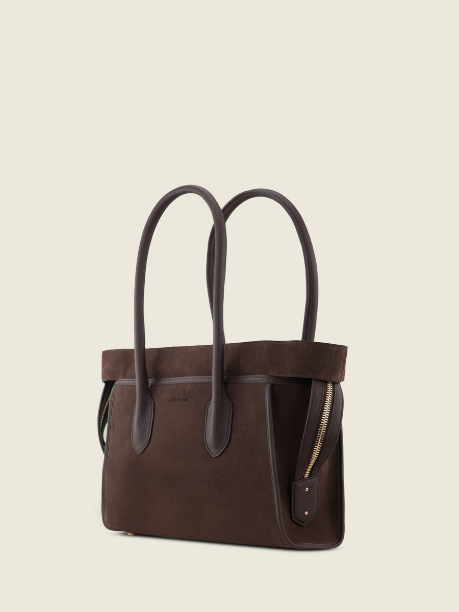 Reisetasche-Handtasche-braun-Eros-Schokolade-Seitenansicht-W52M-SU-DB