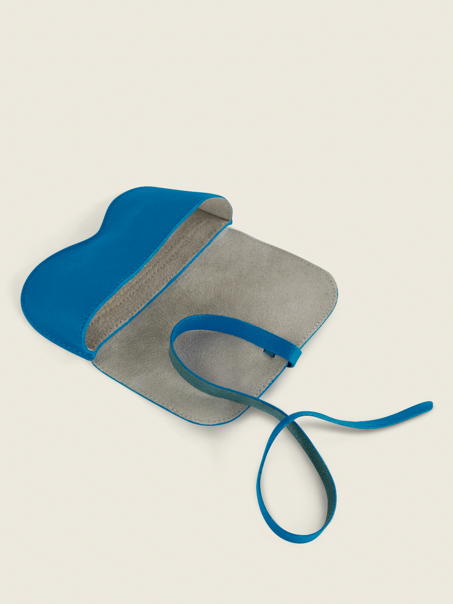 Fotoansicht von innen Brillenetui aus Leder für Damen orange L Brillenetui Neon Paul Marius M49 NE BLU