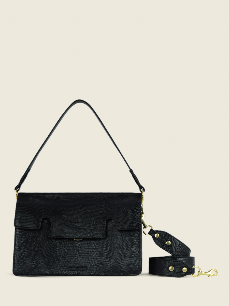 Fotoansicht-Vorderseite-Baguette-Tasche-Leder-schwarz-tiefschwarz-Gabrielle-1960-Paul-Marius-W42-L-B