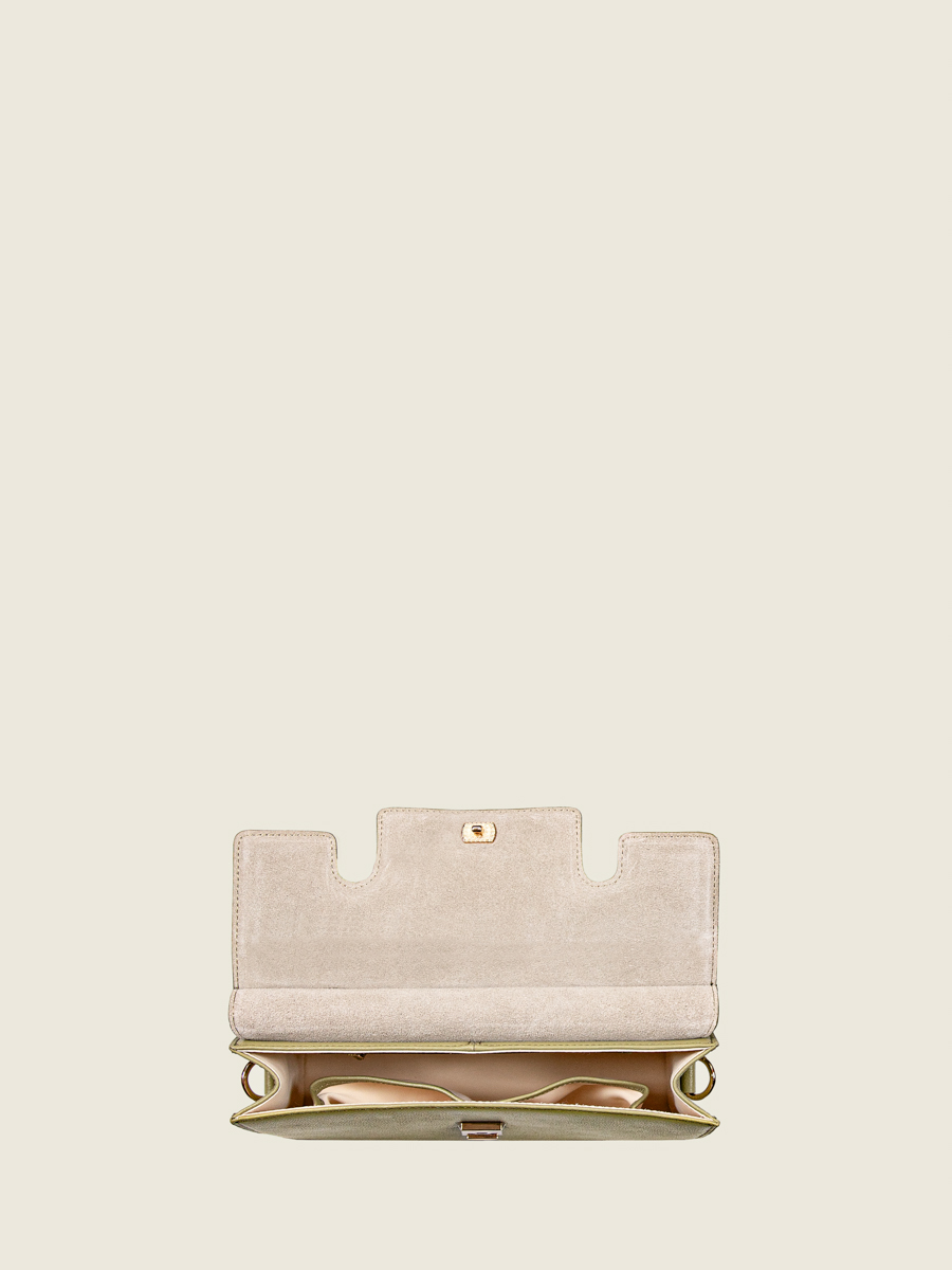 Baguette-Tasche aus Leder Gabrielle Mandel, Ansicht von vorne, W42 AL