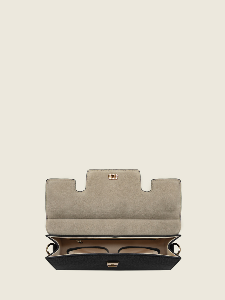 Leder-Baguette-Tasche Gabrielle schwarz-anthrazit Ansicht von vorne W42 BM B