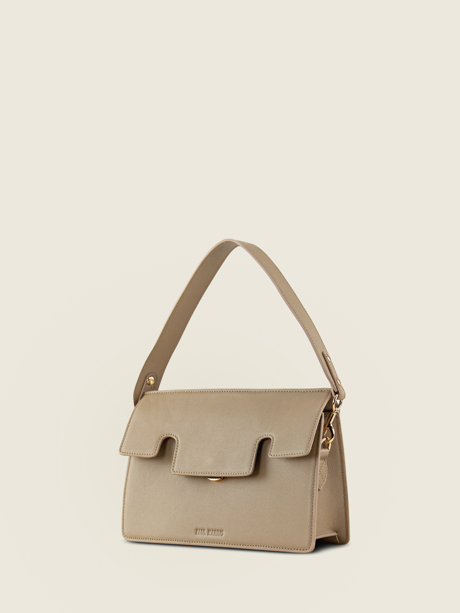 Baguette-Tasche aus Leder Gabrielle taupe Rückansicht W42 BEI