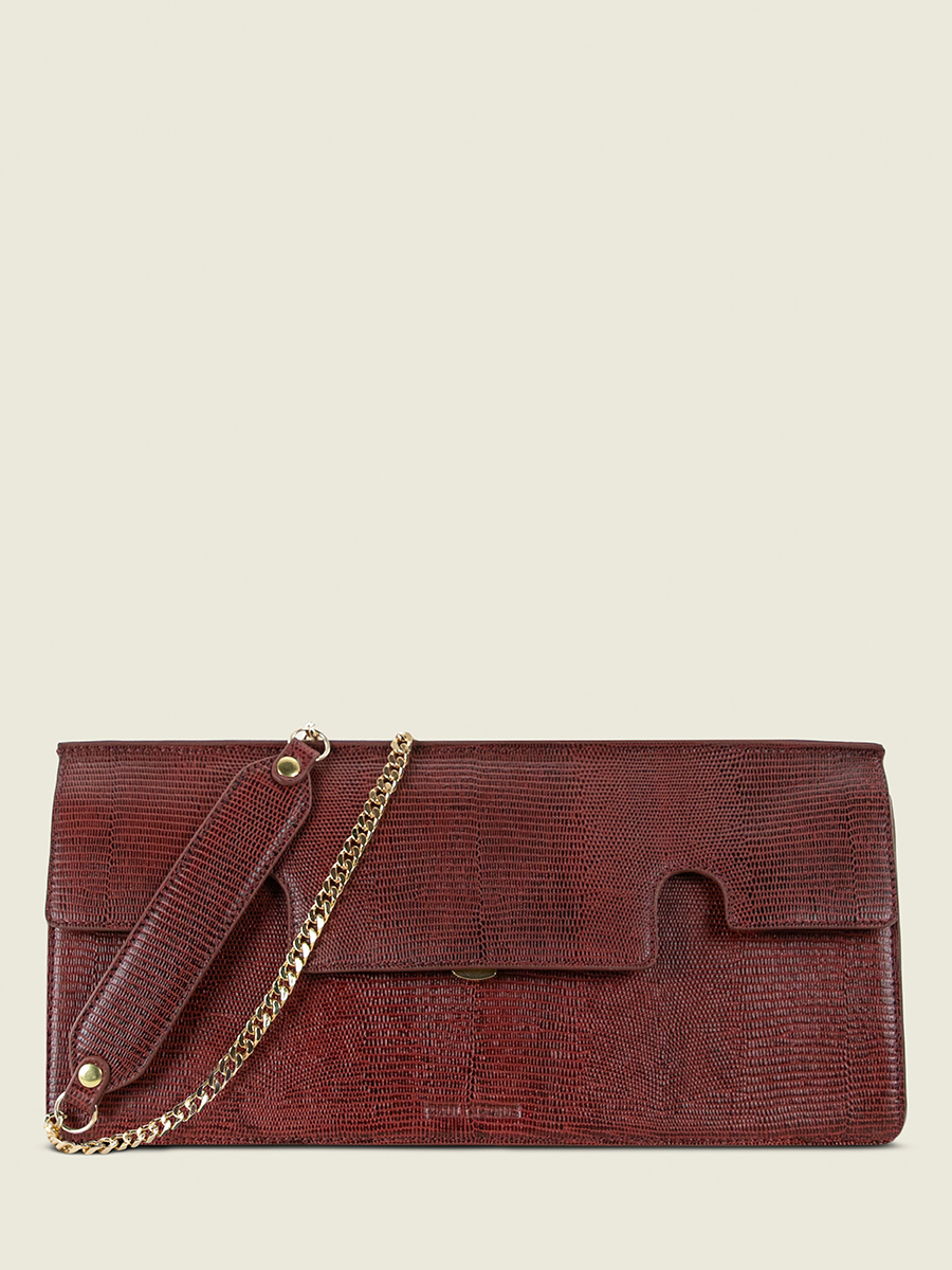 Foto-Ansicht-Vorderseite-Baguette-Tasche-rotes Leder-Gabrielle-ultra-lang-1960-granat-paul-marius-w42l-l-r