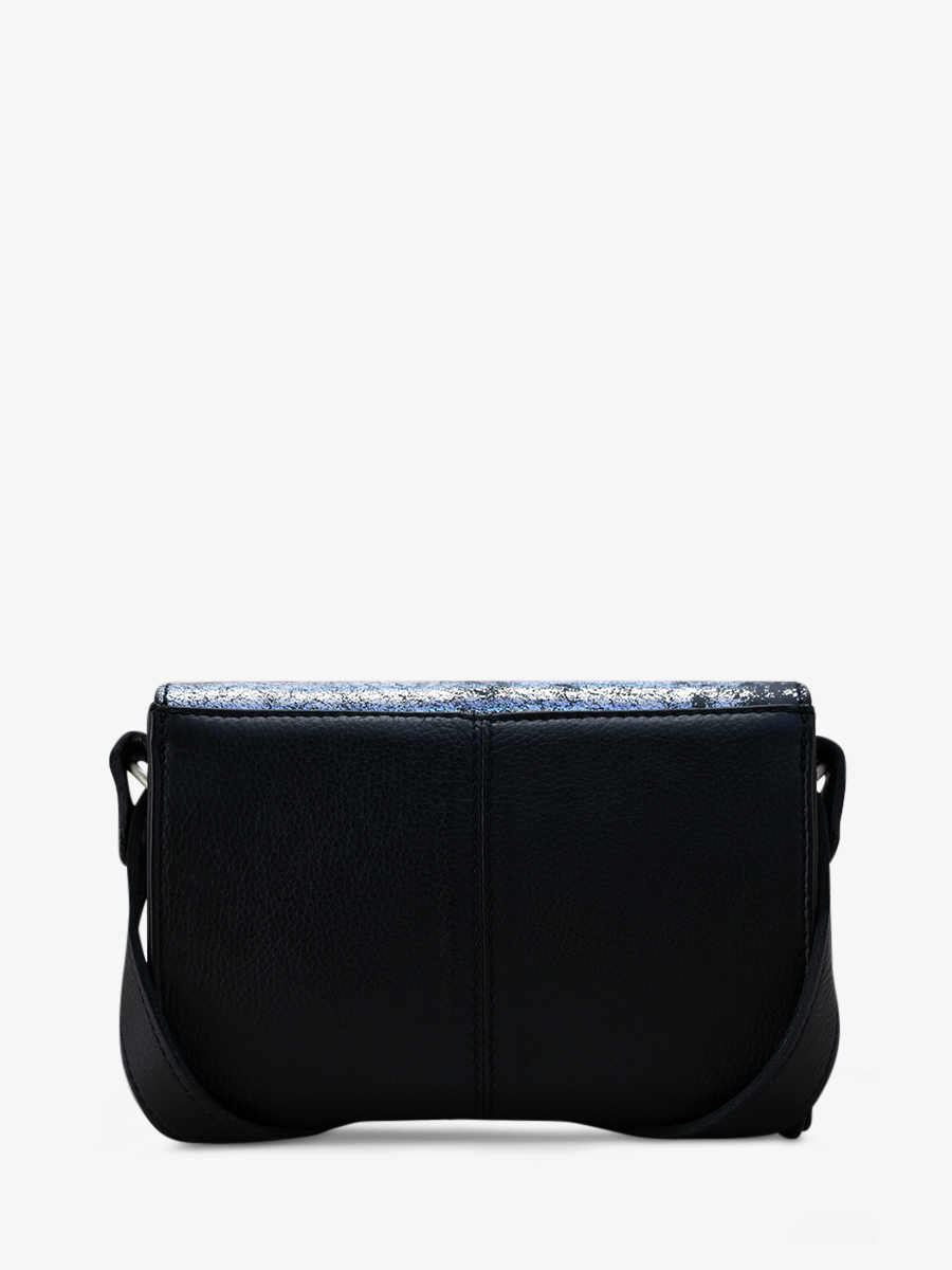 Fotoansicht-Rückseite-Umhängetasche-Leder-holografisch-LeMini Indispensable-Galaxie-Paul Marius-W08S GAL