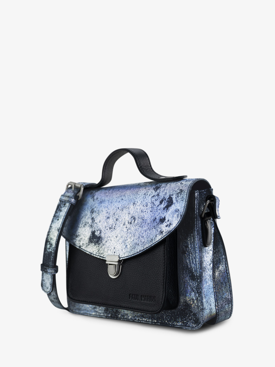 Foto-Ansicht-Seite-Handtasche-Leder-holographisch-Mademoiselle-George-Galaxie-Paul-Marius-W05-Gal