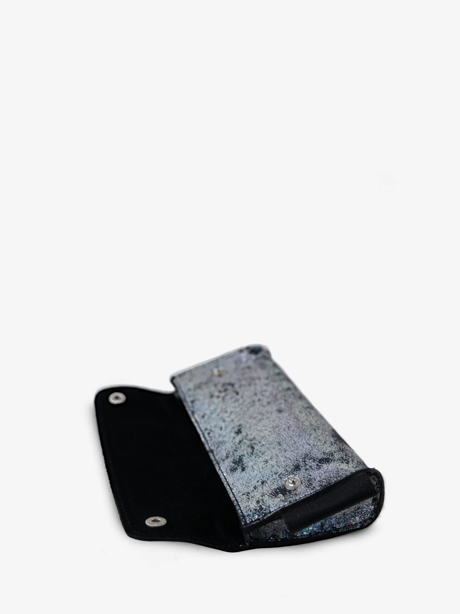 Fotoansicht Innenansicht Ledertasche holografisch Pauls Federmäppchen Galaxie Paul Marius M58 GAL