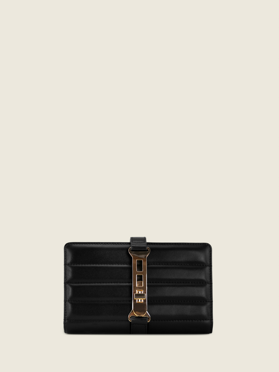 Gaspard gesteppte Brieftasche mit Sattelnähten, schwarz, Vorderseite, M78 MAT-S B