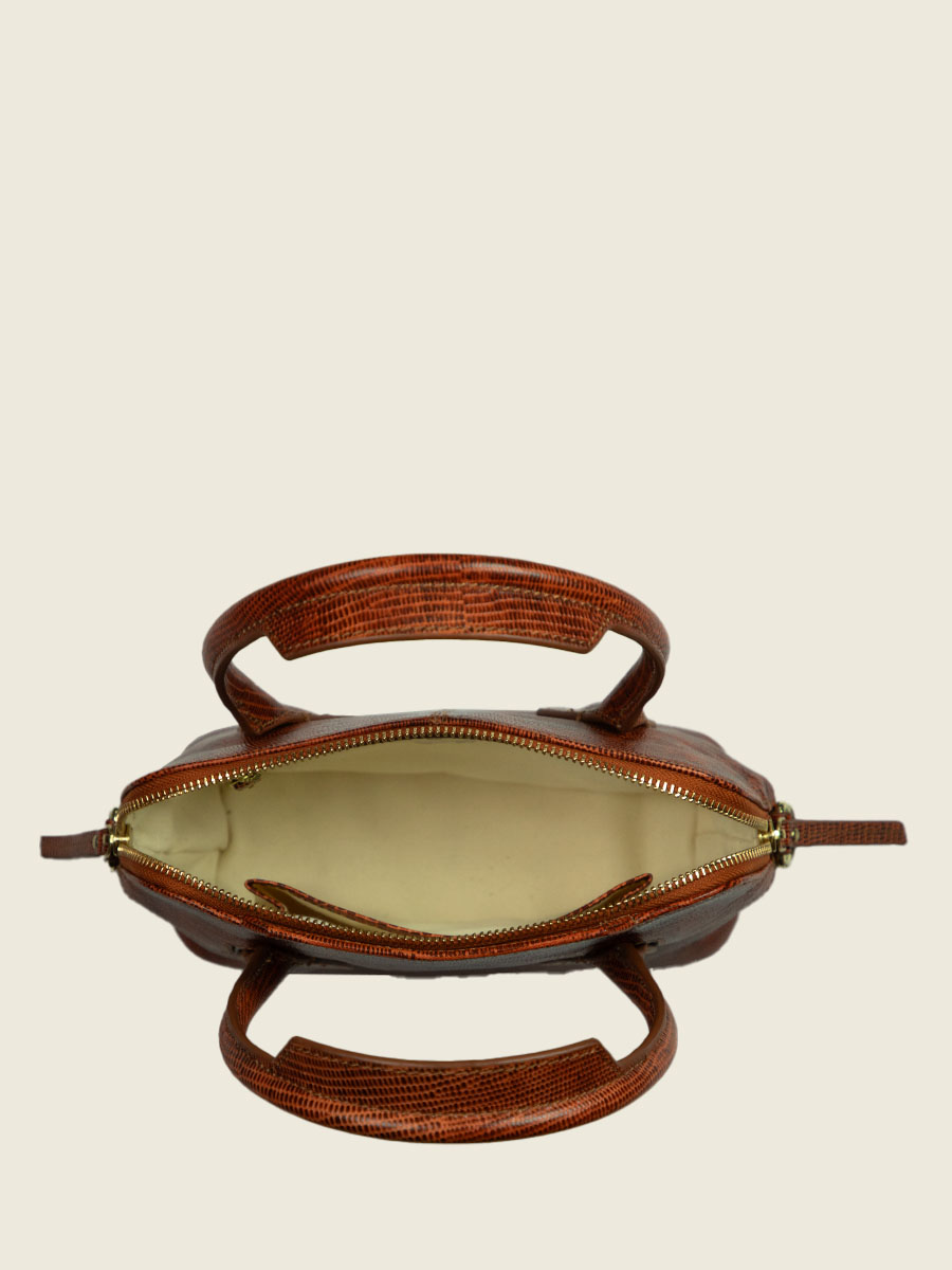 Fotoansicht von vorne Mini Handtasche aus braunem Leder Gisèle XS 1960 Bernstein Paul Marius W32XS L L