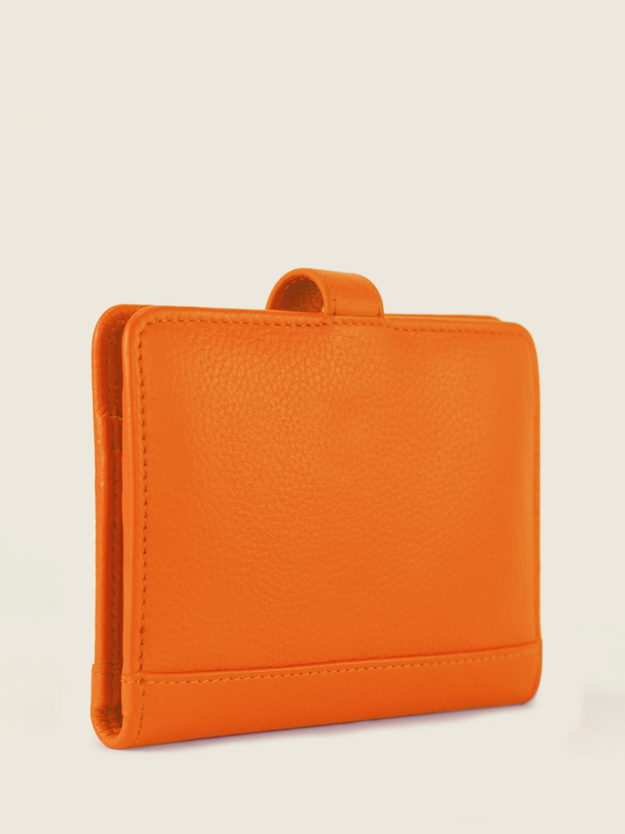 Foto-Rückansicht-Brieftasche-Leder-orange-LePortefeuille Jeanne Sorbet Mango Paul Marius M34 SB O