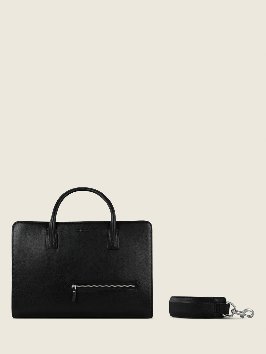 Foto-Vorderansicht-Dokumententasche-Leder-Unisex-schwarz-Jean-schwarz-Paul-Marius-B09-B