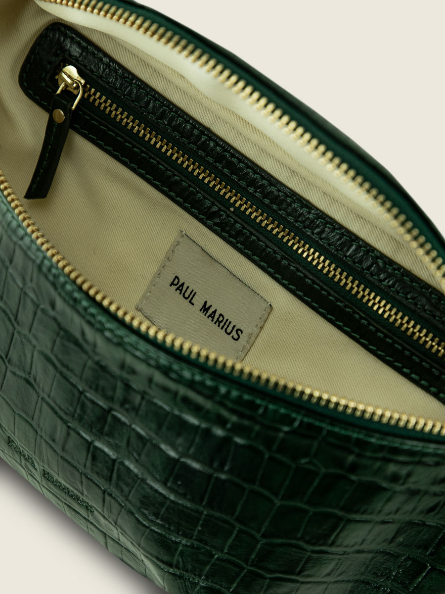 Fotoansicht Innenseite grüne Leder-Gürteltasche LaBanane Heritage Malachite Paul Marius M503 CR DG