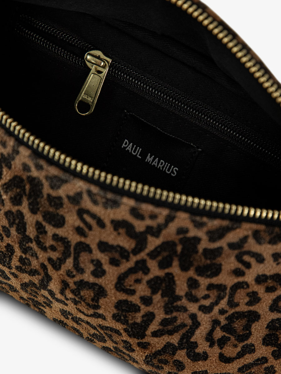 Fotoansicht Innenraum Gürteltasche aus Leder mit Leopardenmuster schwarz LaBanane Leopard schwarz Paul Marius M503 LP B