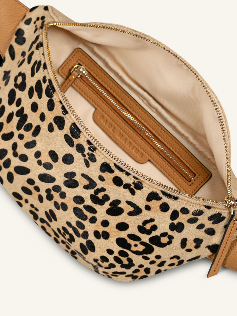 Gürteltasche aus Leder, Labanane, Leopard, beige, Innenansicht, M503-LP-BEI