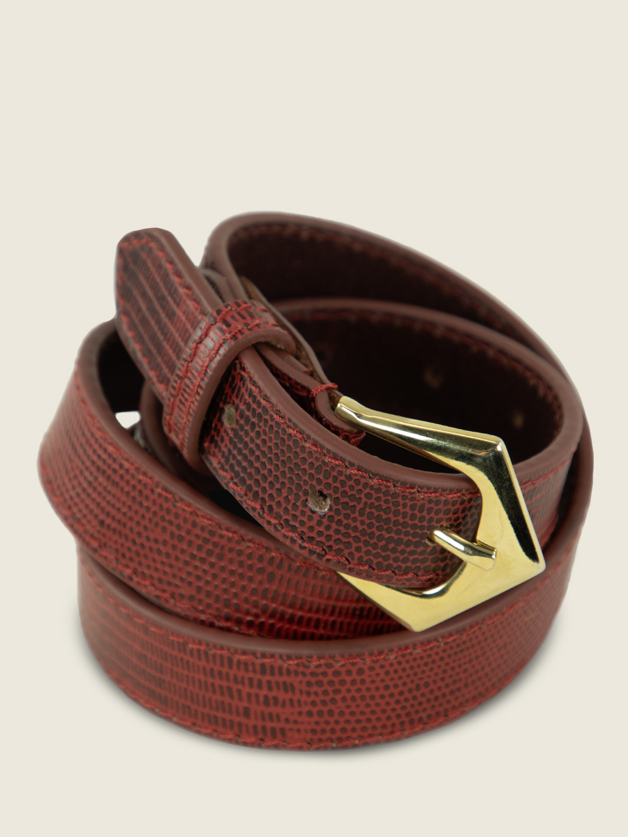 Foto-Ansicht-von-der-Seite-Ledergürtel-für-Damen-rot-LaCeinture-Albane-1960-granat-Paul-Marius-LB-L-R