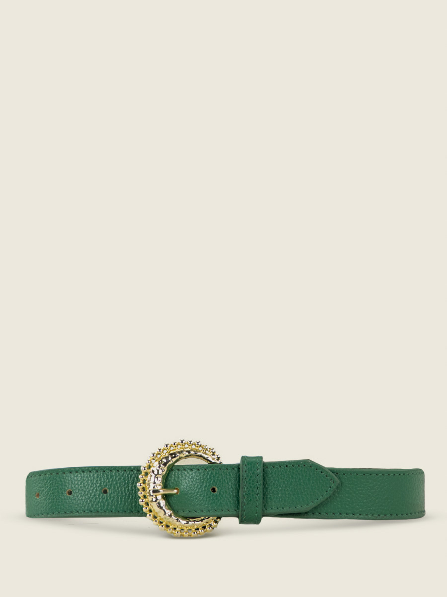 Foto-Ansicht-von-der-Seite-Ledergürtel-grün-LaCeinture-Luna-Azur-Grün-Imperial-Paul-Marius-LB-115-AZ-GR