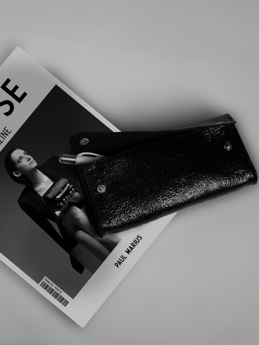 Fotoansicht-Tragetasche-Leder-schwarz-glitzernd-LaTrousse de PAUL Eclipse Paul Marius M58 M B