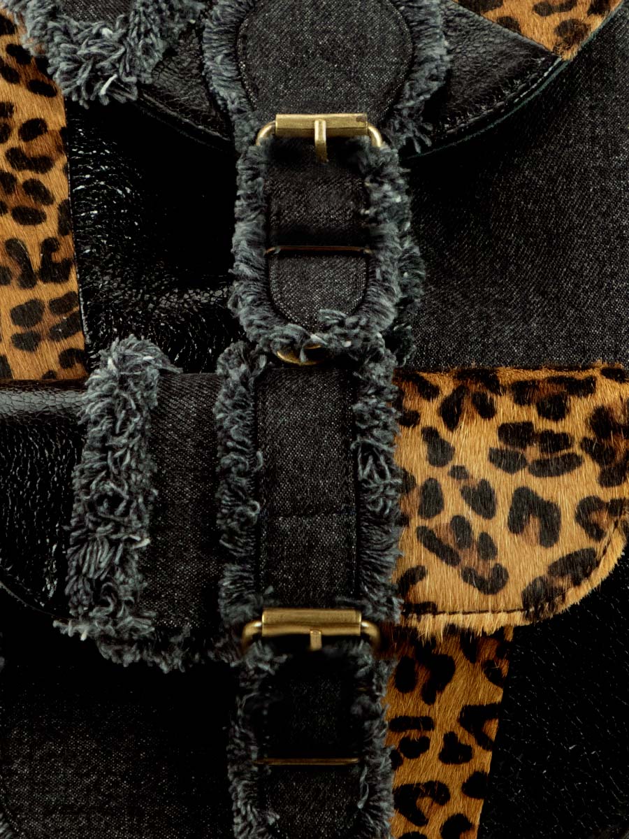 Foto-Ansicht-Zoom-Material-Rucksack-Leder-Leopard-schwarz-LeBaroudeur-Chimère-Denim-schwarz-Paul-Marius-M40-CH-B-DENIM